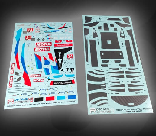 RDE24-045CF Decal Set for BMW M8 GTLM #24 Rolex 24h Of Daytona 2021 + Exterior Carbon Fiber - Image 1
